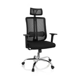 Sedia Home Office ZH 200 nera con schienale in rete e base a cinque ruote di hjh OFFICE – vista a 360° (vista frontale 20°)
