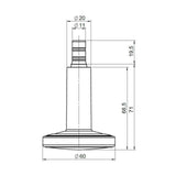 Disegno tecnico dei Piedini per sedie STATO-M con un diametro di 60 mm di hjh OFFICE