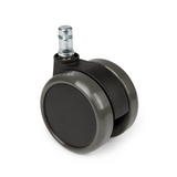 Schwarze Stuhlrolle 5x ROLO 11mm/65mm für Hartböden mit Metallstift von hjh OFFICE – 360-Grad-Ansicht (Frontansicht 0°)