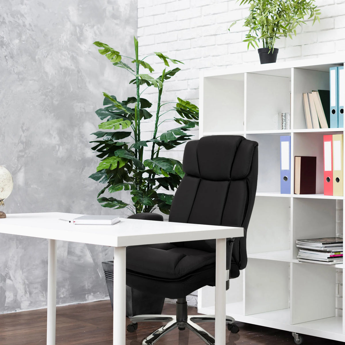 Sedia girevole BUILDER XXL I nera con rivestimento in ecopelle e schienale alto di hjh OFFICE