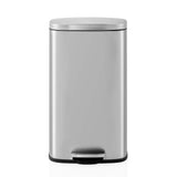 Cestino Clean 15 argentato con coperchio e pedale di hjh OFFICE – vista a 360° (vista frontale 0°)