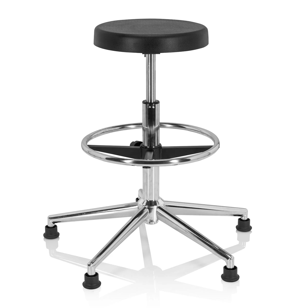 Sgabello girevole TOP WORK 14 I in nero con un poggiapiedi e una base a cinque razze di hjh OFFICE