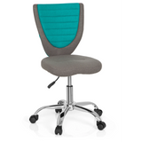 Sedia girevole per bambini KIDDY COMFORT grigio-turchese con base a stella e cinque rotelle di hjh OFFICE – vista a 360° (vista frontale 20°)