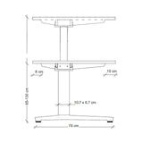 Maßzeichnung des höhenverstellbaren Schreibtischs XBHM 16 SS mit einer Höhe von 65-130 cm von hjh OFFICE PRO