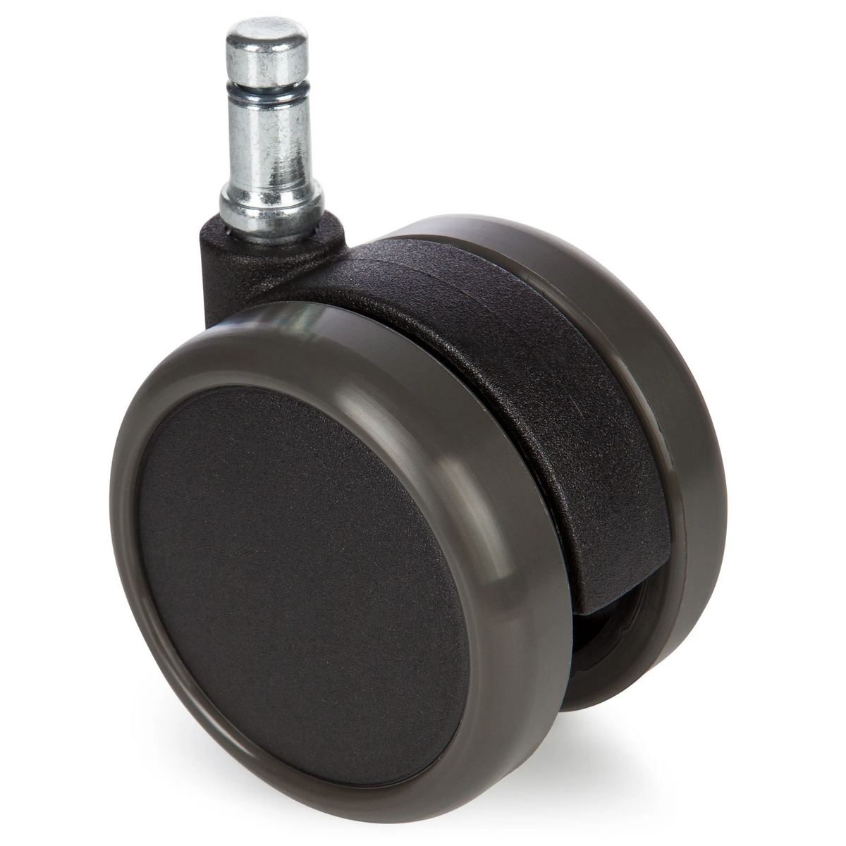 Rotelle per Sedia 5x ROLO 10mm/65mm nere per pavimenti duri con perno in metallo argentato di hjh OFFICE – vista a 360° (vista frontale 0°)