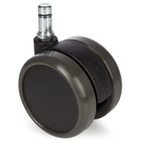 Rotelle per Sedia 5x ROLO 10mm/65mm nere per pavimenti duri con perno in metallo argentato di hjh OFFICE – vista a 360° (vista frontale 0°)