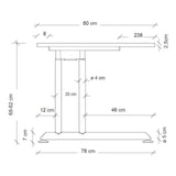 Disegno tecnico della scrivania regolabile in altezza ZENO 19 S con profondità di 80 cm di hjh OFFICE PRO