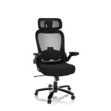 Sedia girevole XXL INSTRUCTOR SW I PRO nera con schienale in rete, poggiatesta e base a cinque ruote di hjh OFFICE – vista a 360° (vista frontale 20°)
