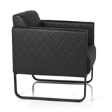 Poltrona imbottita nera ARUBA BLACK con trapuntatura a rombi e base a slitta di hjh OFFICE – vista a 360° (profilo laterale 80°)