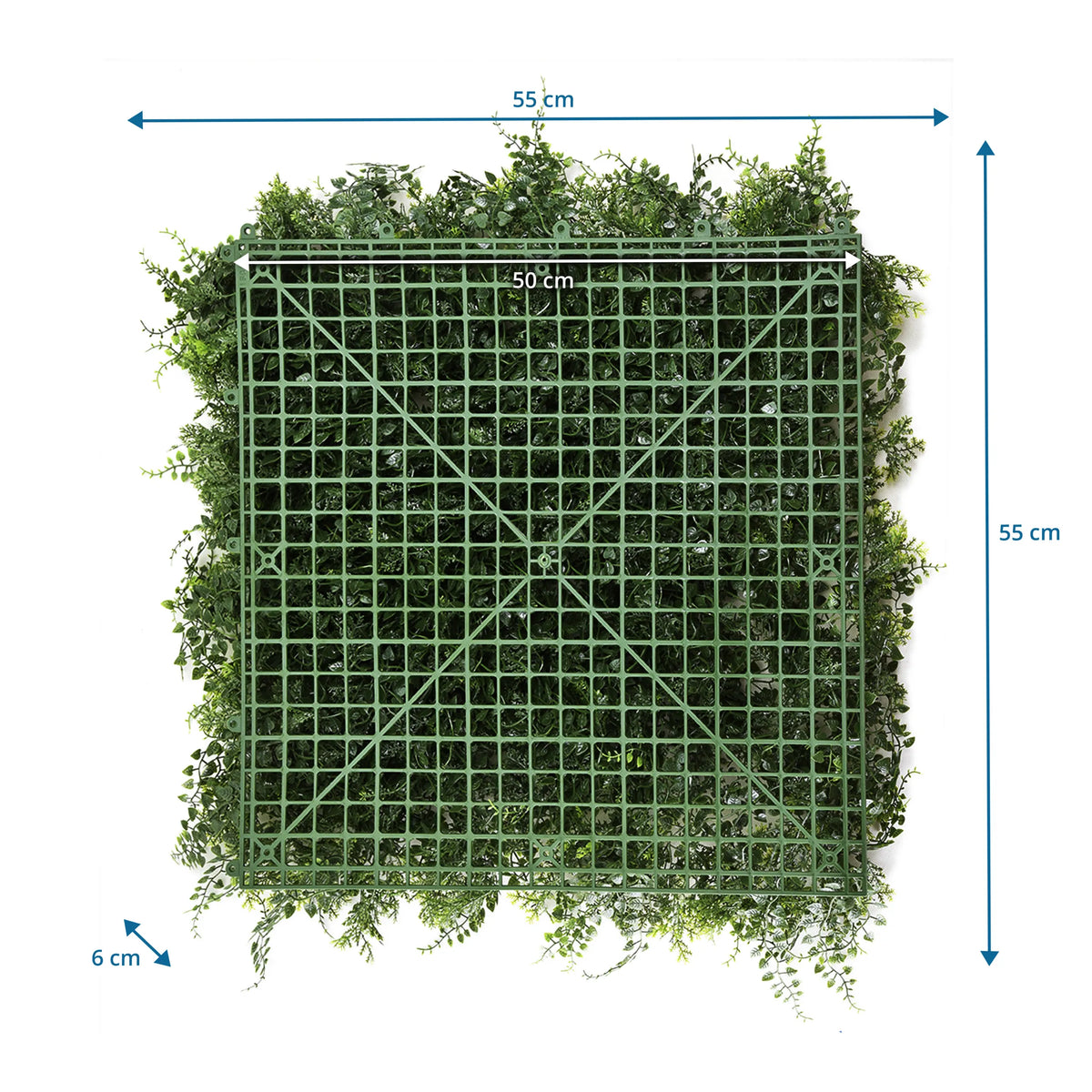 Disegno tecnico del Pannello vegetale LEAFLUXE 2 con 55 × 55 cm di hjh LIVING