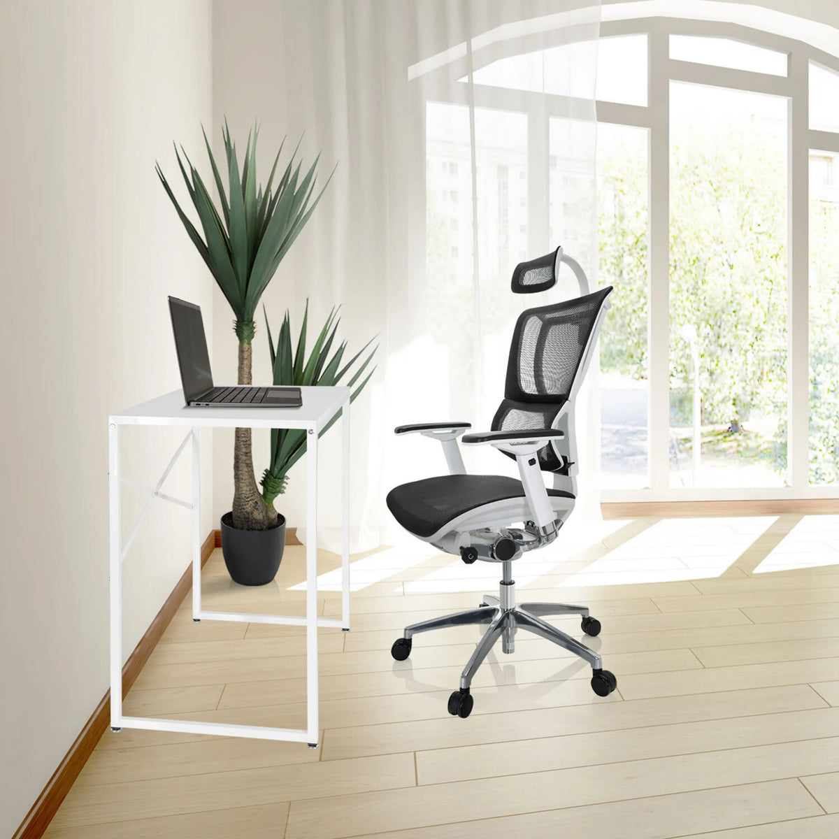 Scrivania bianca EASY UP H I di dimensioni 78 x 46 cm di hjh OFFICE