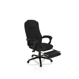 Schwarzer Homeoffice Chefsessel RELAX CL190 mit Armlehnen und Fußkreuz mit fünf Rollen von MyBuero – 360-Grad-Ansicht (schräge Frontansicht 40°)