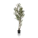 Piante artificiali verdi OLIVE I in un semplice vaso nero di hjh OFFICE – vista a 360° (profilo laterale 90°)