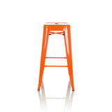 Sgabello da bar VANTAGGIO HIGH arancione con quattro gambe e poggiapiedi integrati di hjh OFFICE – vista a 360° (profilo laterale 90°)