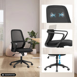Sedia Home Office Explorer in nero con schienale in rete, braccioli e pistone a gas di MyBuero (immagine generata dall’IA)