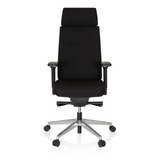Sedia da ufficio professionale MOVE-TEC PRO 3D nera con poggiatesta e base a cinque ruote di hjh OFFICE – vista a 360° (vista frontale 0°)