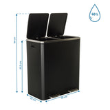 Disegno dimensionale del cestino CLEAN XI con un'altezza di 94 cm e una capacità di 60 l di hjh OFFICE