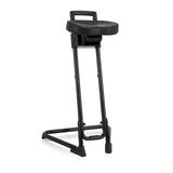 Ausilio per la posizione eretta TOP WORK 32 nero con seduta imbottita e base a U di hjh OFFICE – vista a 360° (vista frontale 20°)