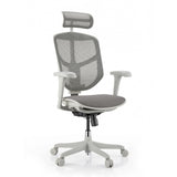 Sedia da ufficio Enjoy Eco FG in grigio con rivestimento in rete, poggiatesta e braccioli di hjh OFFICE