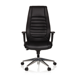 Poltrona professionale VITORO nera con schienale trapuntato e base a cinque ruote di hjh OFFICE – vista a 360° (vista frontale 0°)