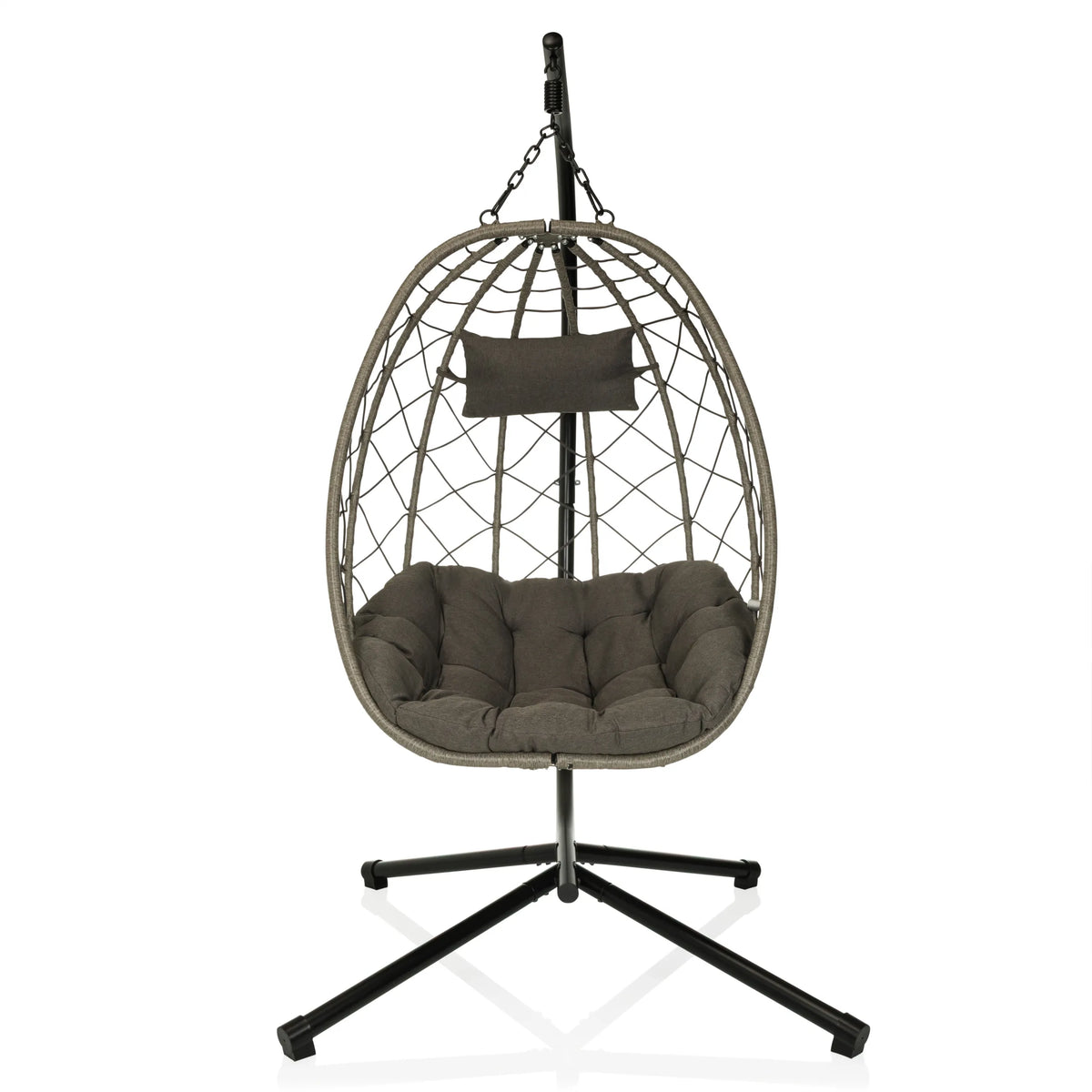 Sedia sospesa COCOVA in grigio e nero con cuscino e struttura di hjh LIVING