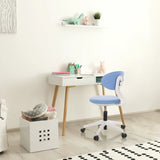 Sedia girevole per bambini MINIMOVO blu con base bianca e rotelle di hjh OFFICE
