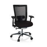 High-end Sedia da ufficio NOVA PRO ALU nera con schienale in rete e base a cinque ruote di hjh OFFICE – vista a 360° (vista frontale 20°)