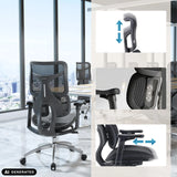 Poggiatesta e braccioli regolabili in altezza della sedia da ufficio professionale S100-M301 in nero di Sihoo (immagine generata dall’IA)