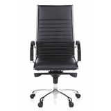 Poltrona professionale PARMA 20 nera con rivestimento in pelle trapuntata e base a cinque ruote di hjh OFFICE – vista a 360° (vista frontale 0°)