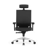 Sedia da ufficio professionale PORTO MAX HIGH nera in pelle con poggiatesta e base a cinque ruote di hjh OFFICE – vista a 360° (vista frontale 0°)