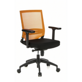 Sedia da ufficio professionale PORTO BASE nero-arancione con schienale in rete e base a cinque ruote di hjh OFFICE – vista a 360° (vista frontale a tre quarti 40°)
