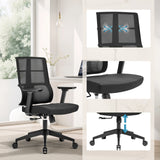 Sedia da ufficio professionale SPINIO in nero con schienale traspirante e pistone a gas regolabile in altezza di hjh OFFICE