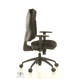 Sedia da ufficio professionale WELLPOINT 30 K2 nera con braccioli e base a cinque ruote di Topstar – vista a 360° (profilo laterale 80°)