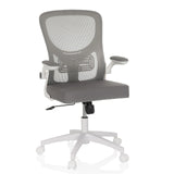 Sedia Home Office BELIO W grigia con schienale in rete e base bianca a cinque ruote di hjh OFFICE – vista a 360° (vista frontale 15°)