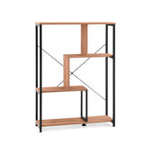 Scaffale Kalag Eco in nero e rovere con ripiani asimmetrici e crociera di hjh LIVING – vista a 360° (vista frontale 15°)