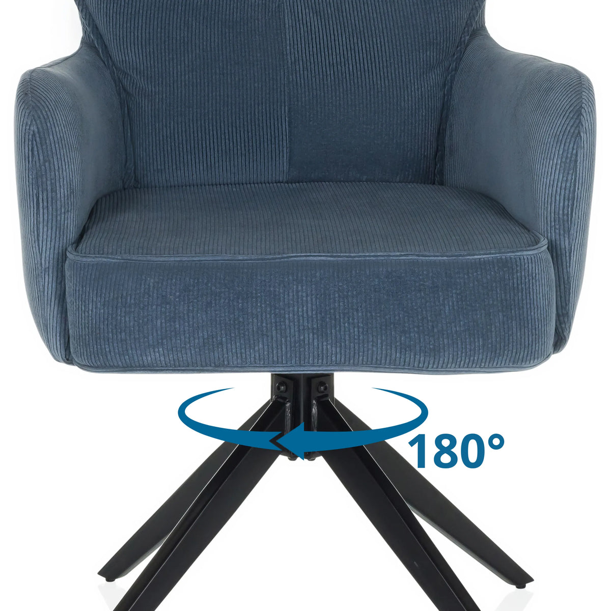 funzione girevole a 180 gradi della struttura della sedia imbottita TARUGO in blu di hjh LIVING