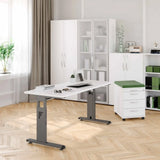 Höhenverstellbarer Schreibtisch MEGA 614 G in Weiß und Graphit mit Maßen 140 x 67 cm von hjh OFFICE PRO