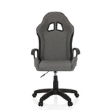 Sedia da gaming GAMEBREAKER W01 grigia con due aperture per il poggiatesta e base a cinque ruote di MyBuero – vista a 360° (vista frontale 0°)