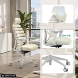 Sedia da ufficio professionale ERGO LINE W bianca con braccioli regolabili e base a stella con ruote di hjh OFFICE (immagine generata dall’IA)