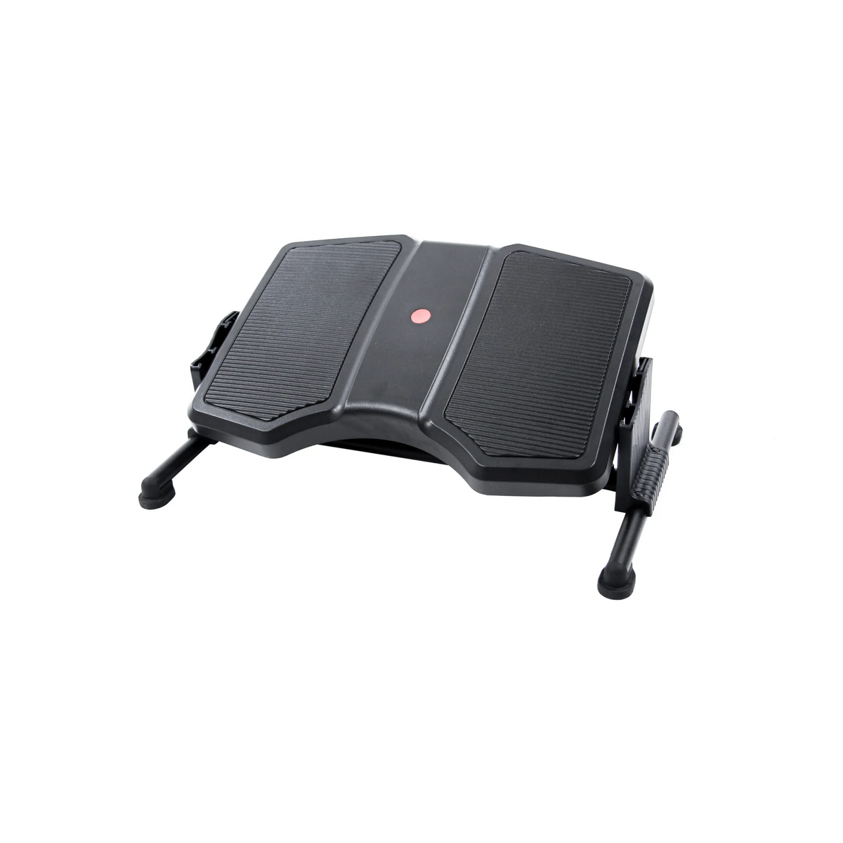 Poggiapiedi nero PODI II con superfici rigate e struttura in metallo di hjh OFFICE – vista a 360° (profilo laterale 90°)