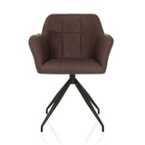 Sedia per sala da pranzo ELVERUM SPU marrone scuro con struttura a quattro gambe di hjh LIVING – vista a 360° (vista frontale 0°)