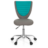 Sedia girevole per bambini KIDDY COMFORT grigio-turchese con base a stella e cinque rotelle di hjh OFFICE – vista a 360° (vista frontale 0°)