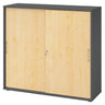 Schiebetürenschrank BETA S 1753S in Graphit und Ahorn mit Metallgriffen von hjh OFFICE PRO