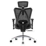 Retro della sedia da ufficio professionale M57-M015 in nero con schienale in rete e base cromata di Sihoo