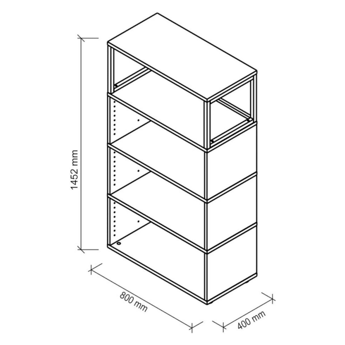 Disegno tecnico dello scaffale FlexWall di 1452 x 800 mm di hjh OFFICE PRO