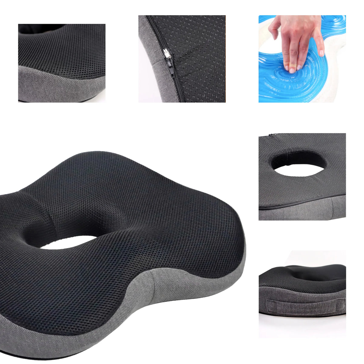 Cuscino da seduta MEDISIT VI in nero con rivestimento in mesh traspirante e cerniera di hjh OFFICE