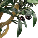 Due olive scure su un ramo con foglie verdi della pianta artificiale OLIVE II di hjh OFFICE