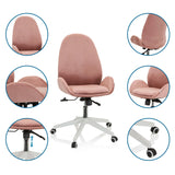Sedia Home Office rosa AVEA con viste dettagliate dello schienale, del pistone a gas e delle rotelle di hjh OFFICE
