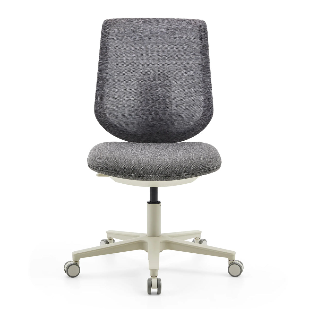 Sedia Home Office Sitflex Lady grigia con schienale in rete e base a cinque ruote di hjh OFFICE – vista a 360° (vista frontale 0°)