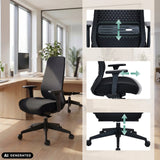 Funzioni di regolazione in altezza della sedia da ufficio professionale Verviq in nero di hjh OFFICE (immagine generata dall’IA)